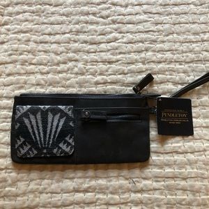 Pendleton leather wristlet